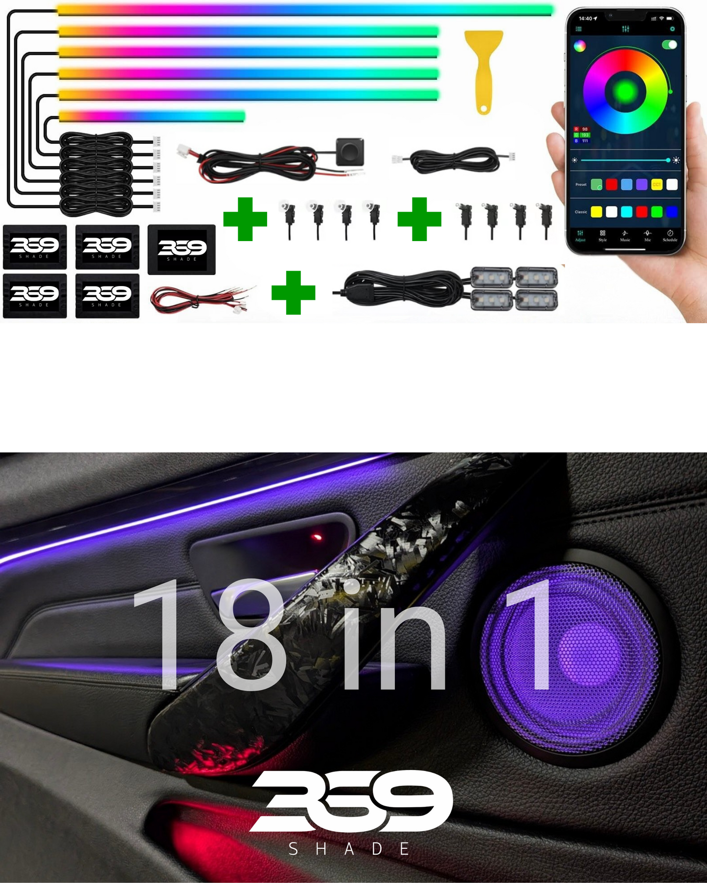 Automobilio salono apšvietimo rinkinys