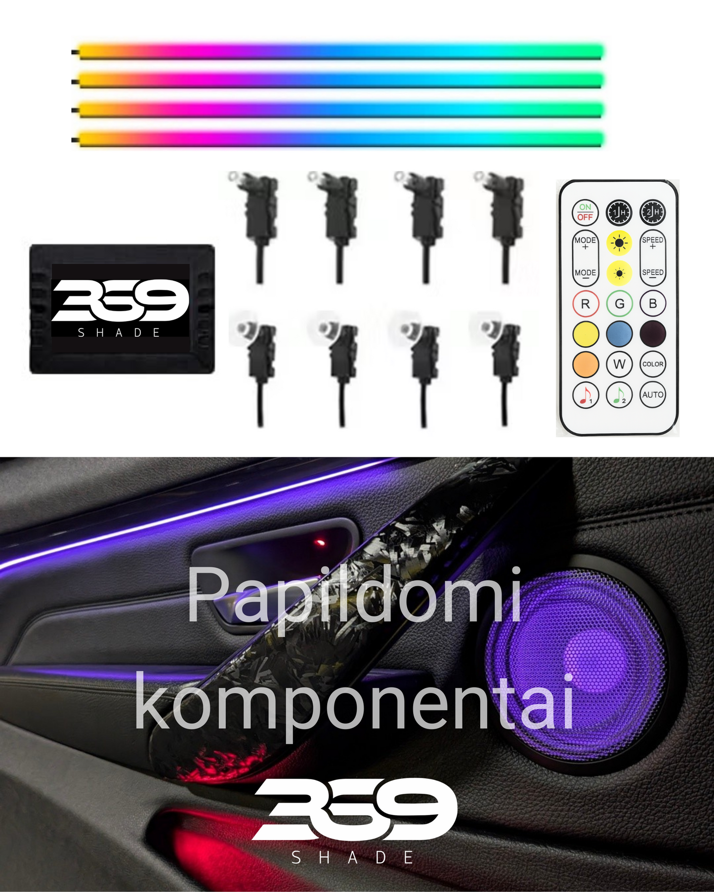 Salono Apšvietimo Papildomos Dalys – LED Juostos, Nuotolinis Valdymas, Valdikliai ir Kiti Komponentai (Parduodama Atskirai)