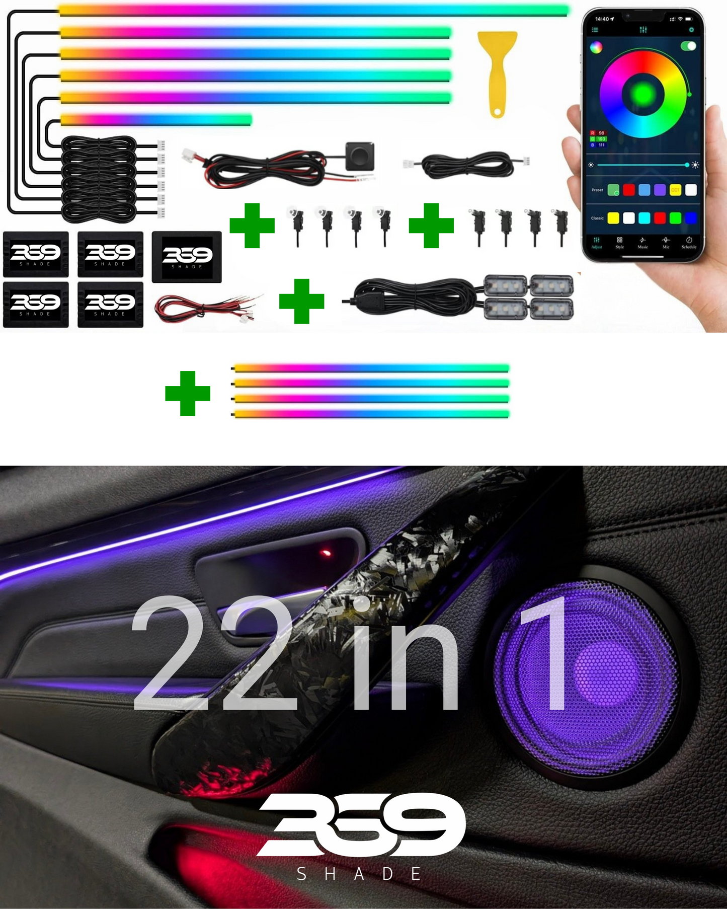 Automobilio salono apšvietimo rinkinys