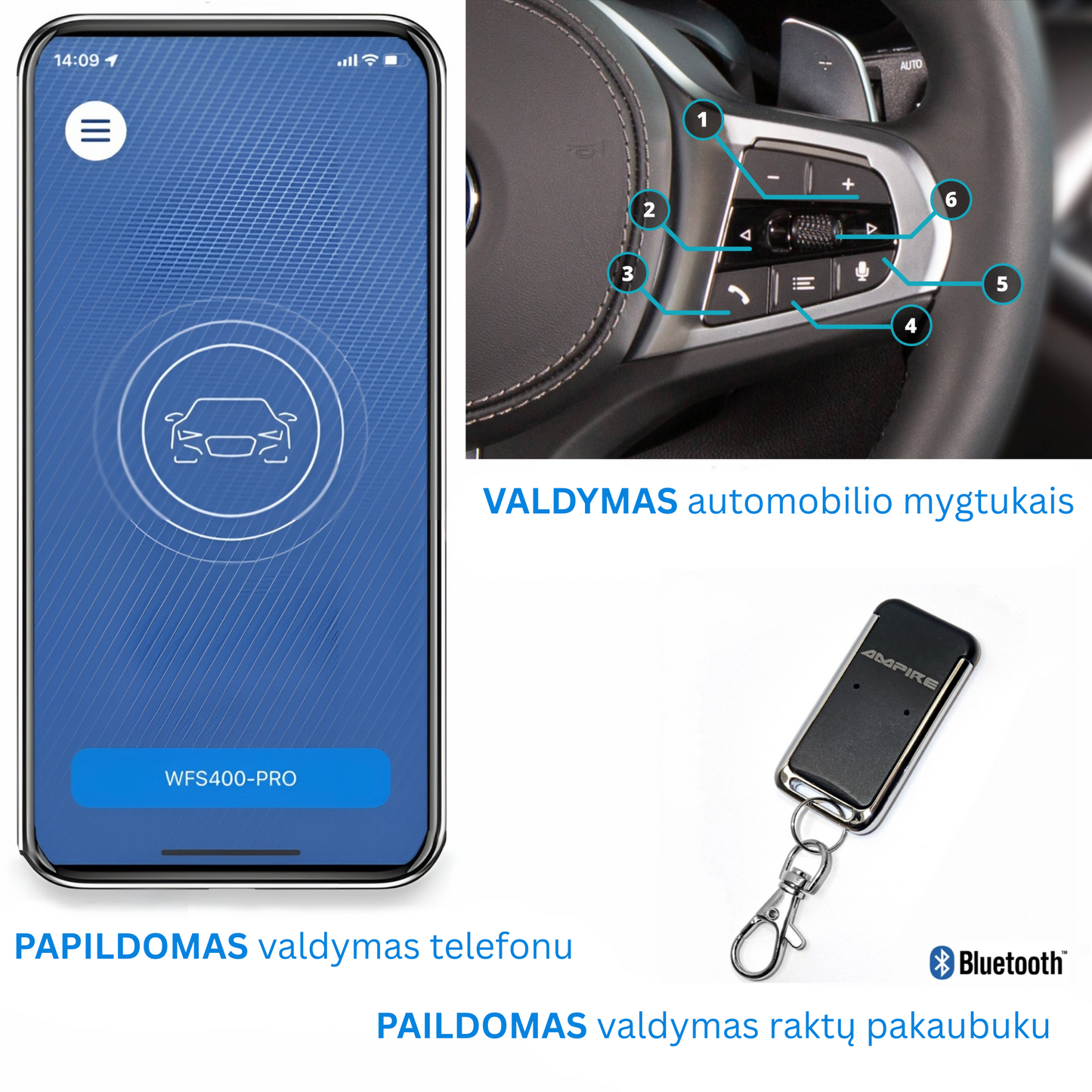 WFS400 & WFS400-PRO CAN-Bus imobilizatoriai – PIN kodo ir „Bluetooth“ apsauga nuo vagystės