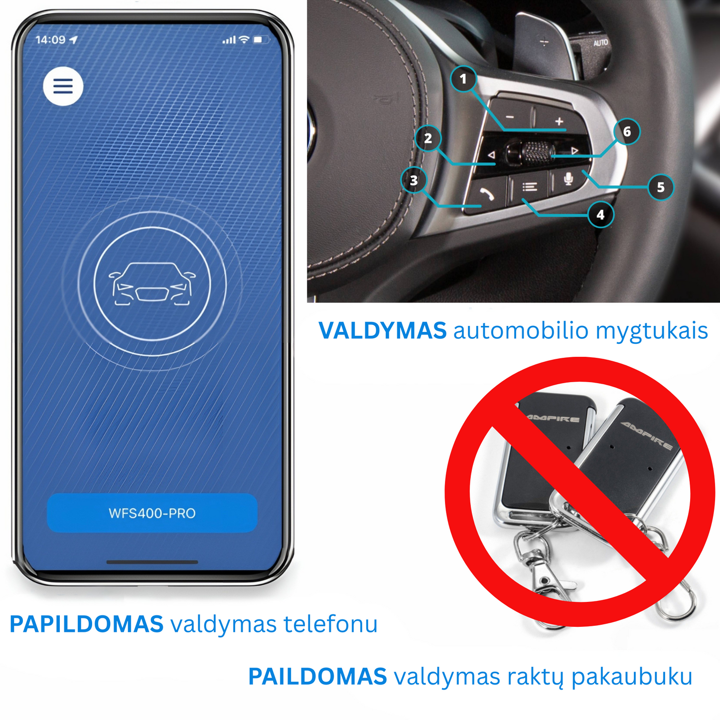 WFS400 & WFS400-PRO CAN-Bus imobilizatoriai – PIN kodo ir „Bluetooth“ apsauga nuo vagystės