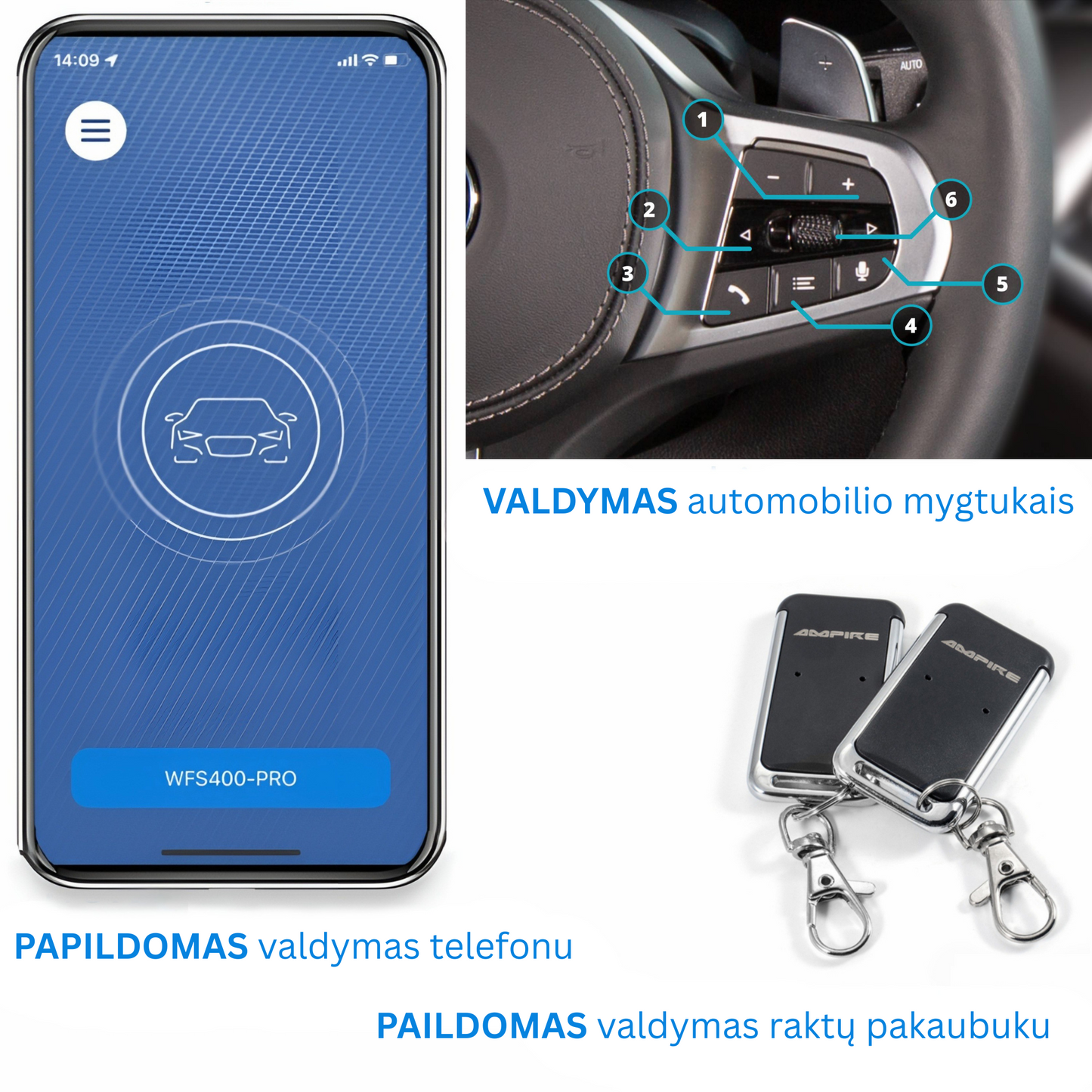 WFS400 & WFS400-PRO CAN-Bus imobilizatoriai – PIN kodo ir „Bluetooth“ apsauga nuo vagystės